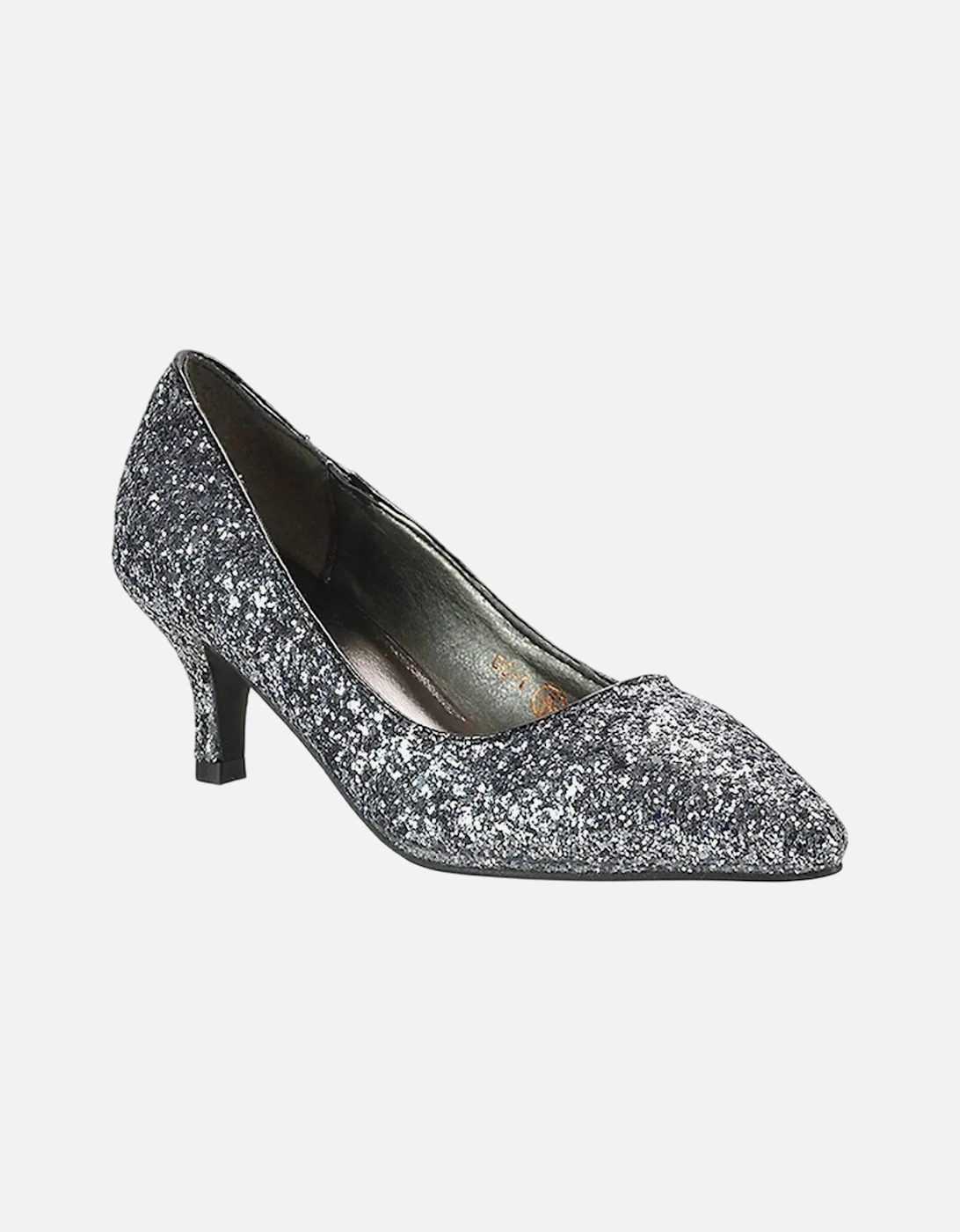 Womens/Ladies Gwyneth Glitter Kitten Heel Court Pumps, 5 of 4