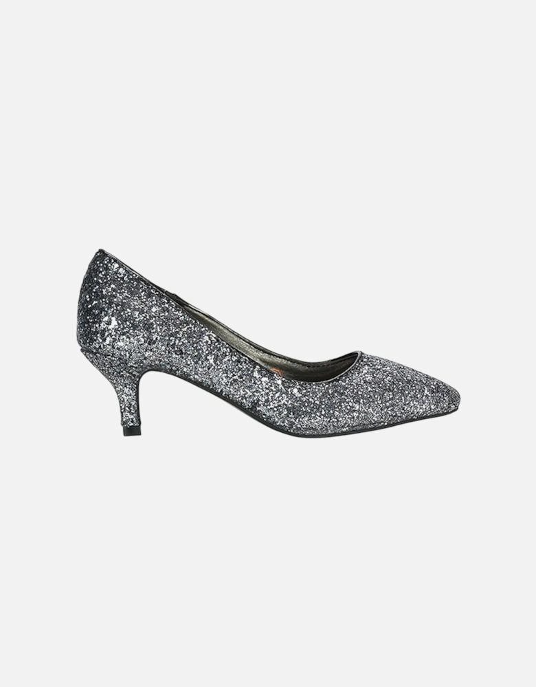 Womens/Ladies Gwyneth Glitter Kitten Heel Court Pumps