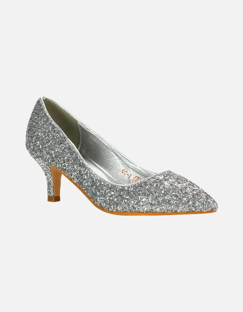 Womens/Ladies Gwyneth Glitter Kitten Heel Court Pumps