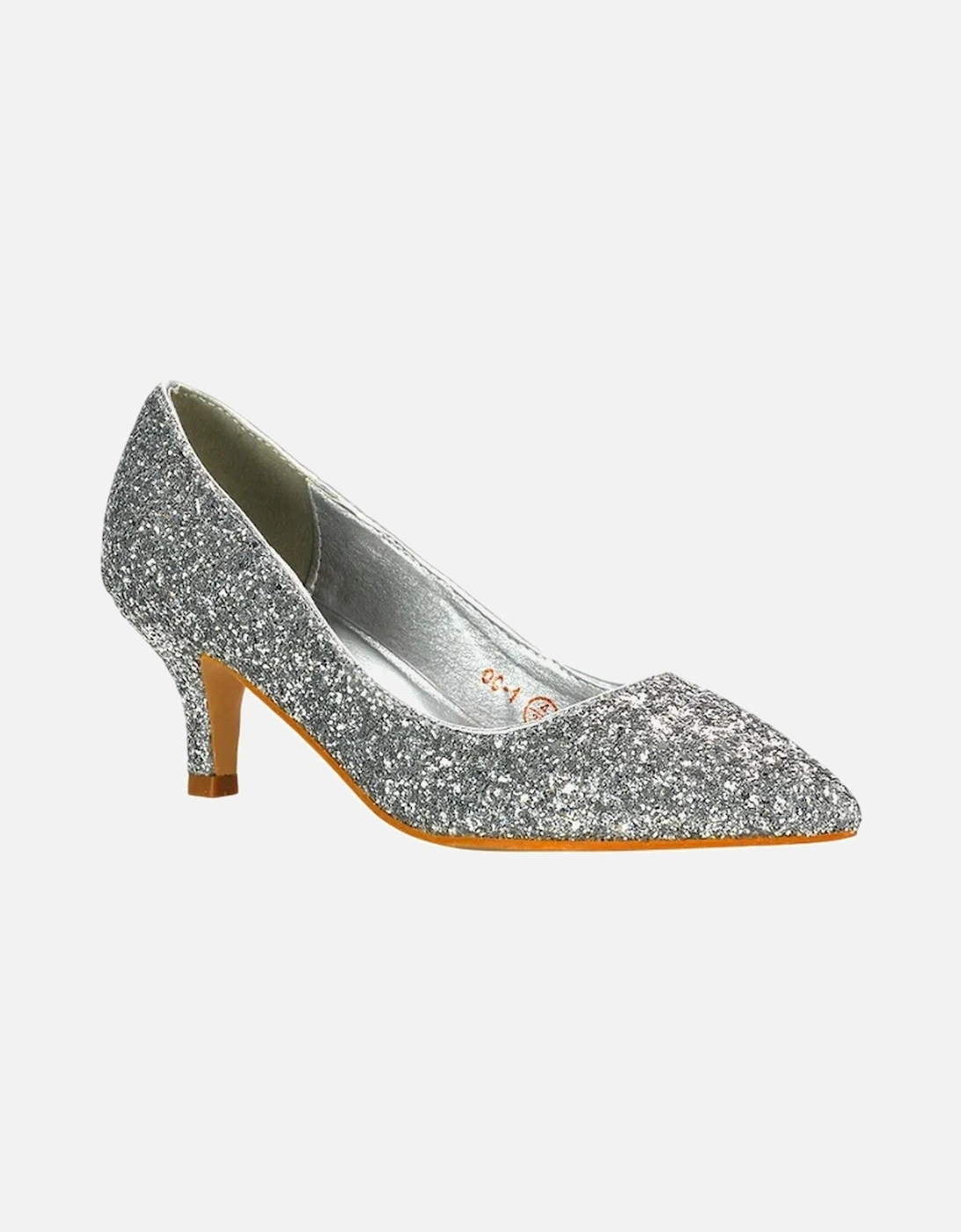 Womens/Ladies Gwyneth Glitter Kitten Heel Court Pumps, 5 of 4