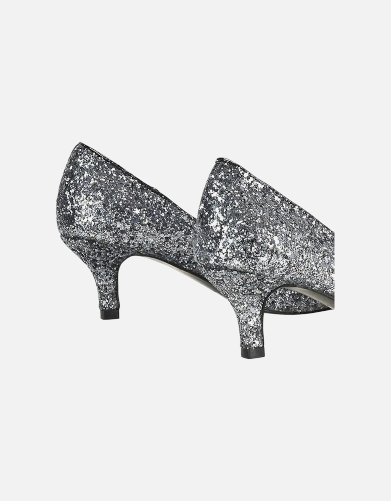 Womens/Ladies Gwyneth Glitter Kitten Heel Court Pumps