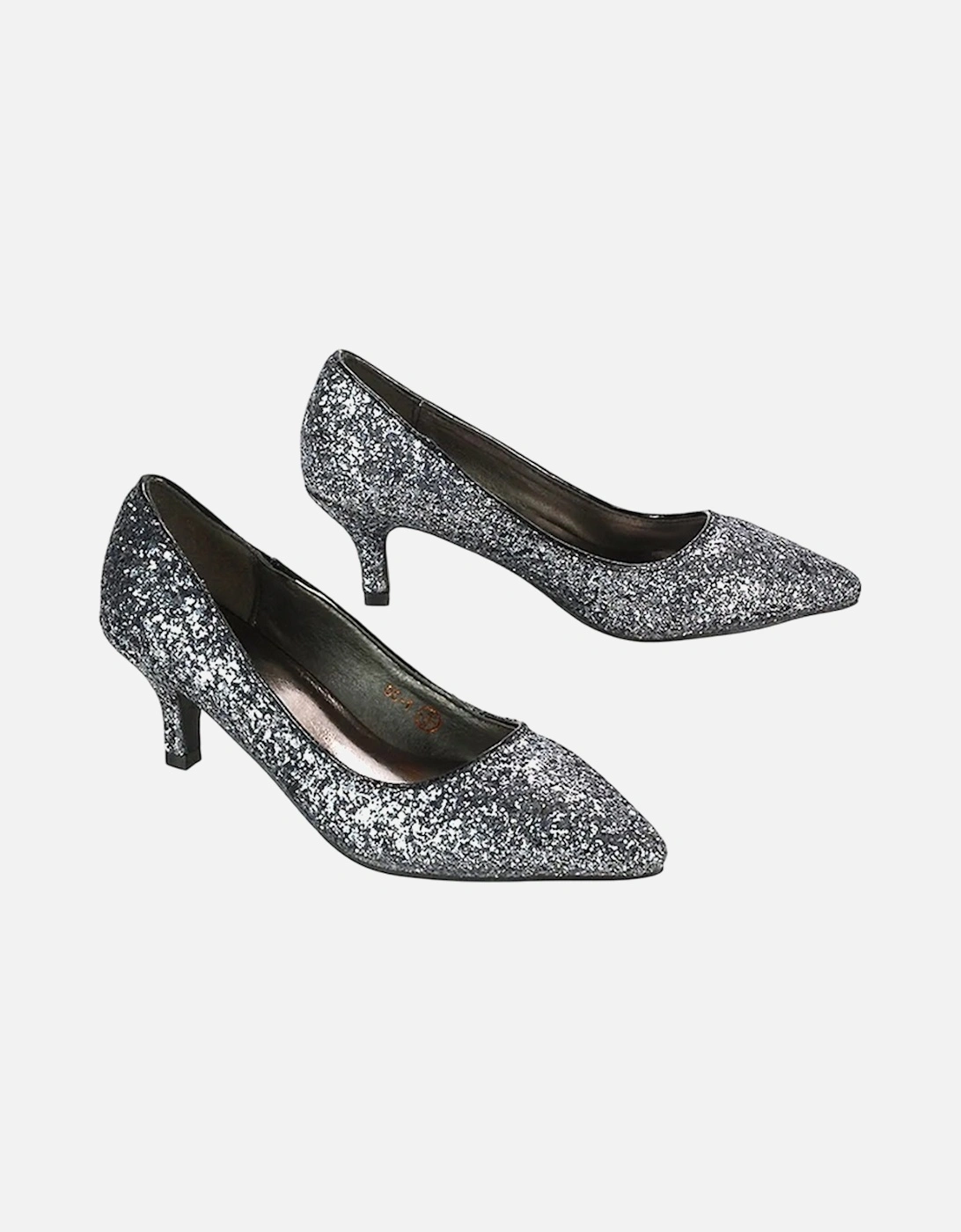 Womens/Ladies Gwyneth Glitter Kitten Heel Court Pumps