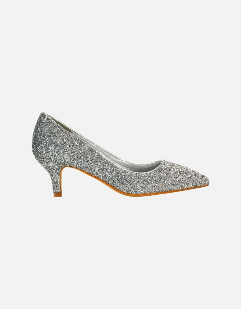 Womens/Ladies Gwyneth Glitter Kitten Heel Court Pumps