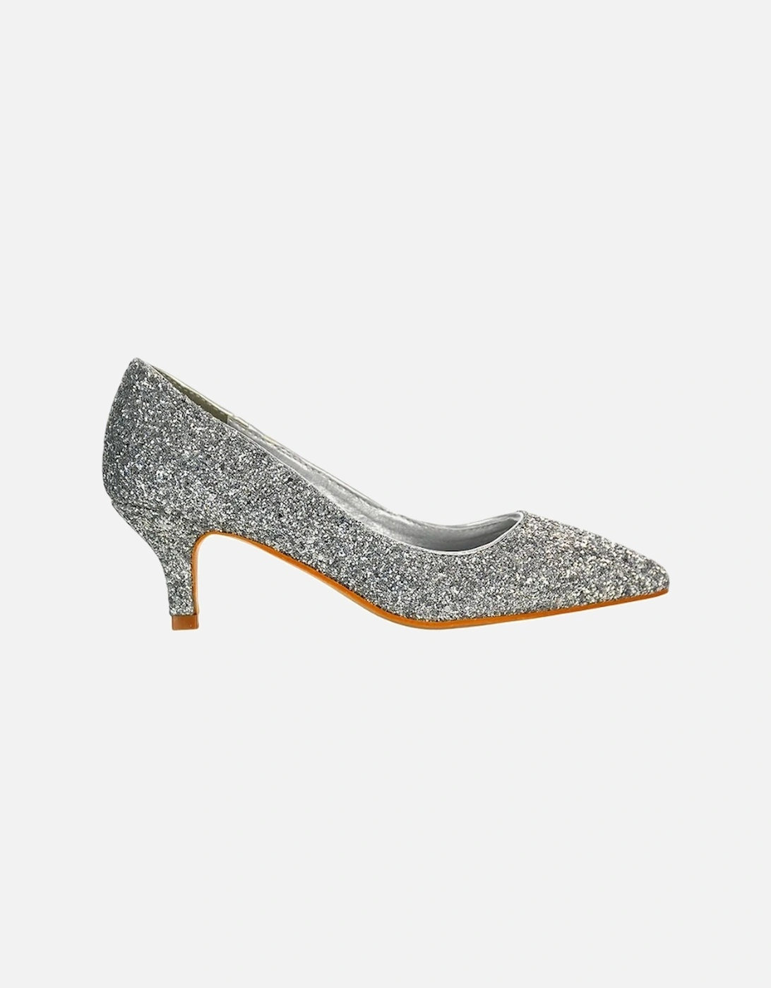 Womens/Ladies Gwyneth Glitter Kitten Heel Court Pumps