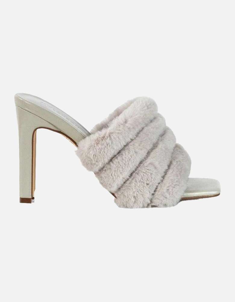 Womens/Ladies Hunter Fluffy Slim Block Heel Mules