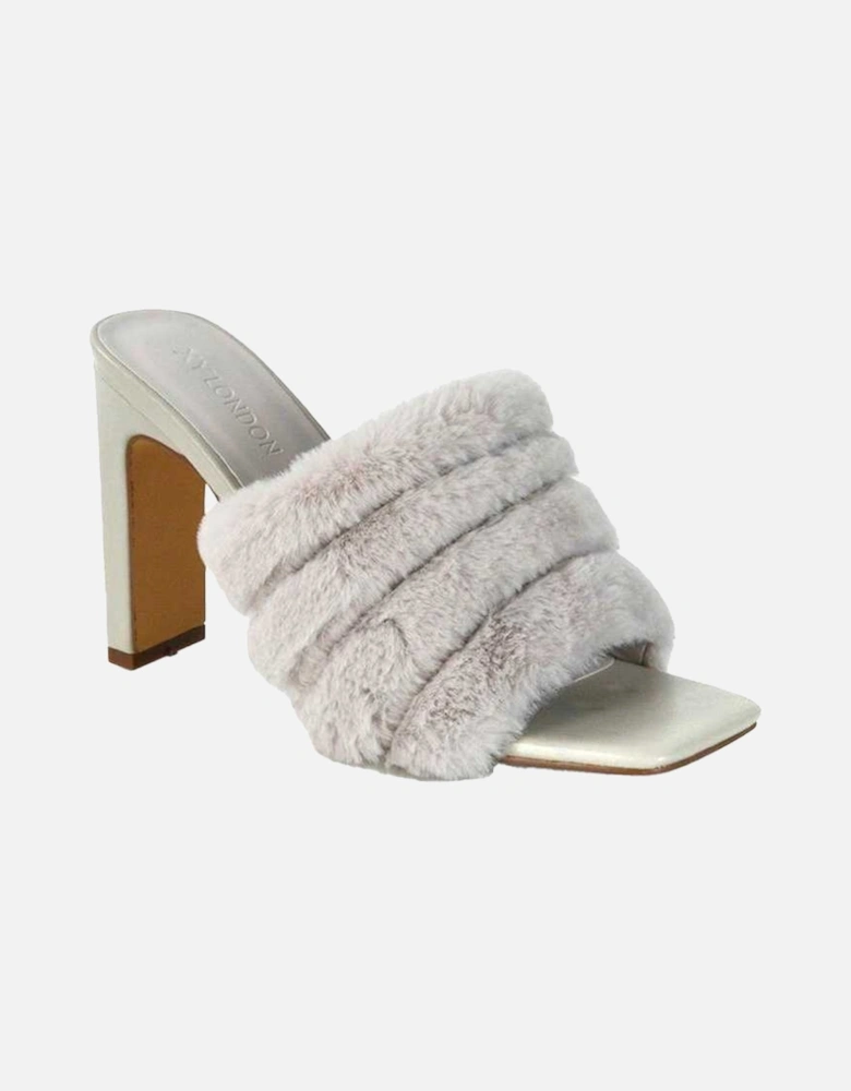 Womens/Ladies Hunter Fluffy Slim Block Heel Mules