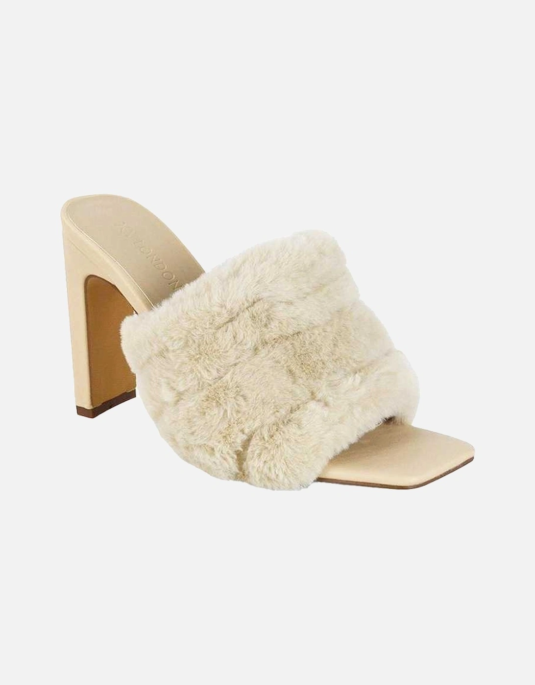 Womens/Ladies Hunter Fluffy Slim Block Heel Mules