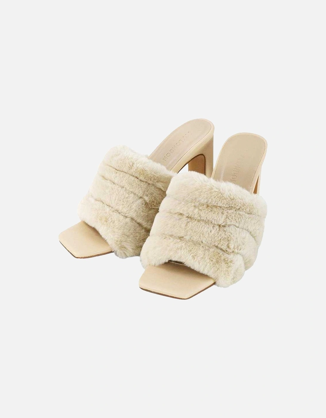 Womens/Ladies Hunter Fluffy Slim Block Heel Mules