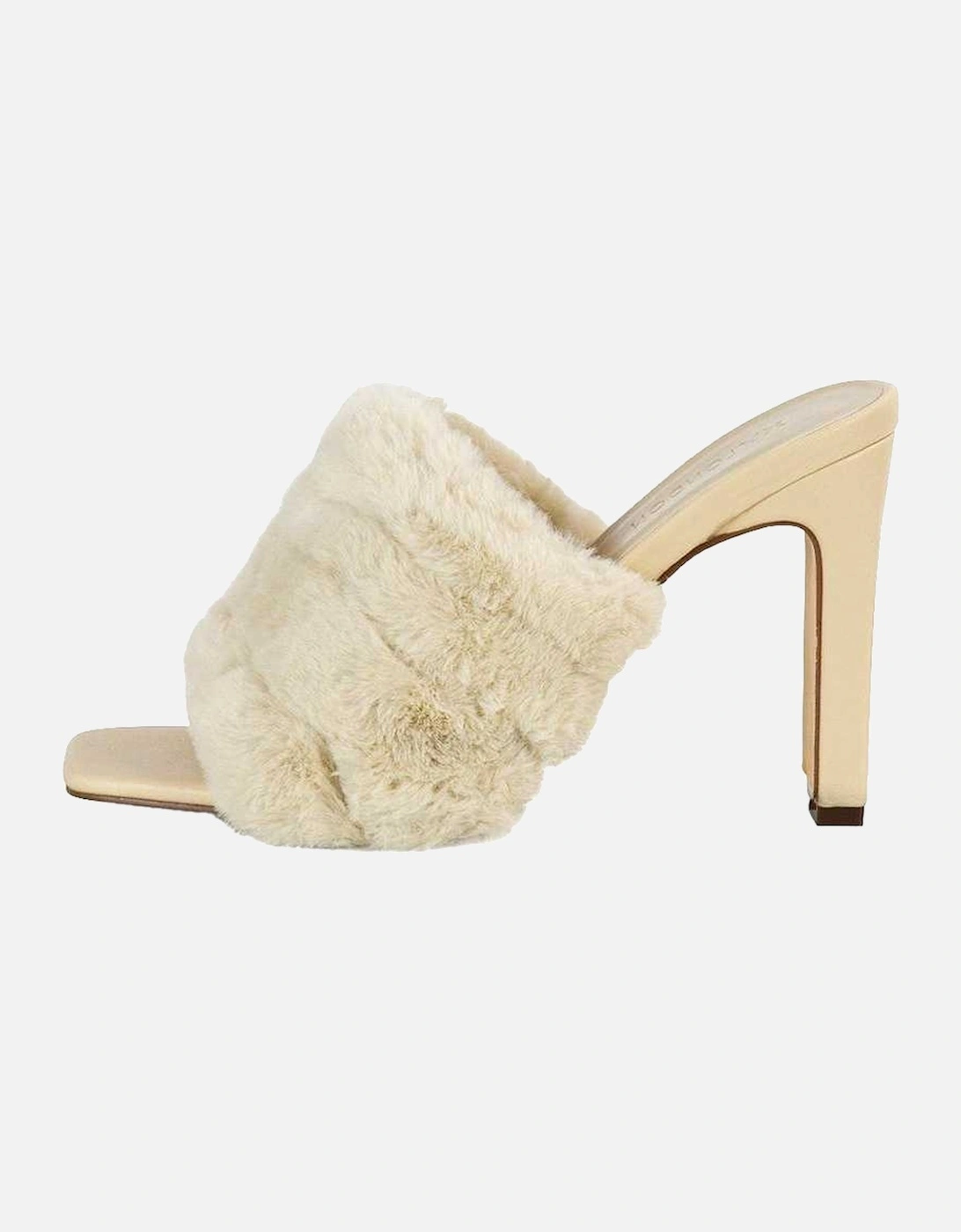 Womens/Ladies Hunter Fluffy Slim Block Heel Mules