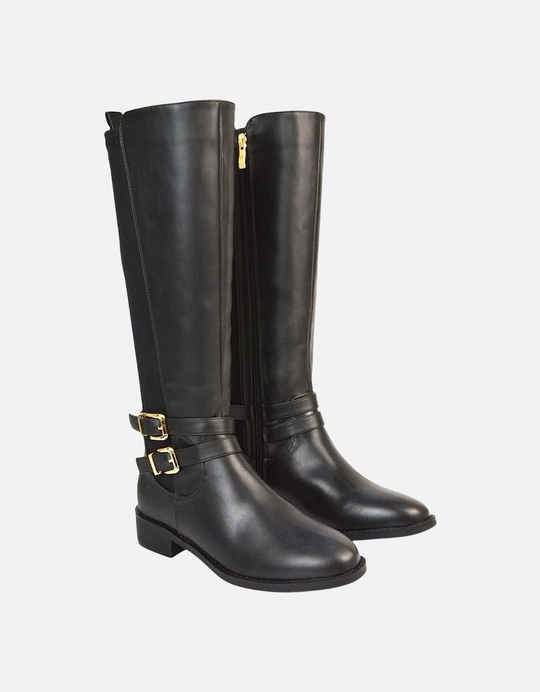 Womens/Ladies Charlie Stretch Side Zip Flat Knee-High Boots, 6 of 5