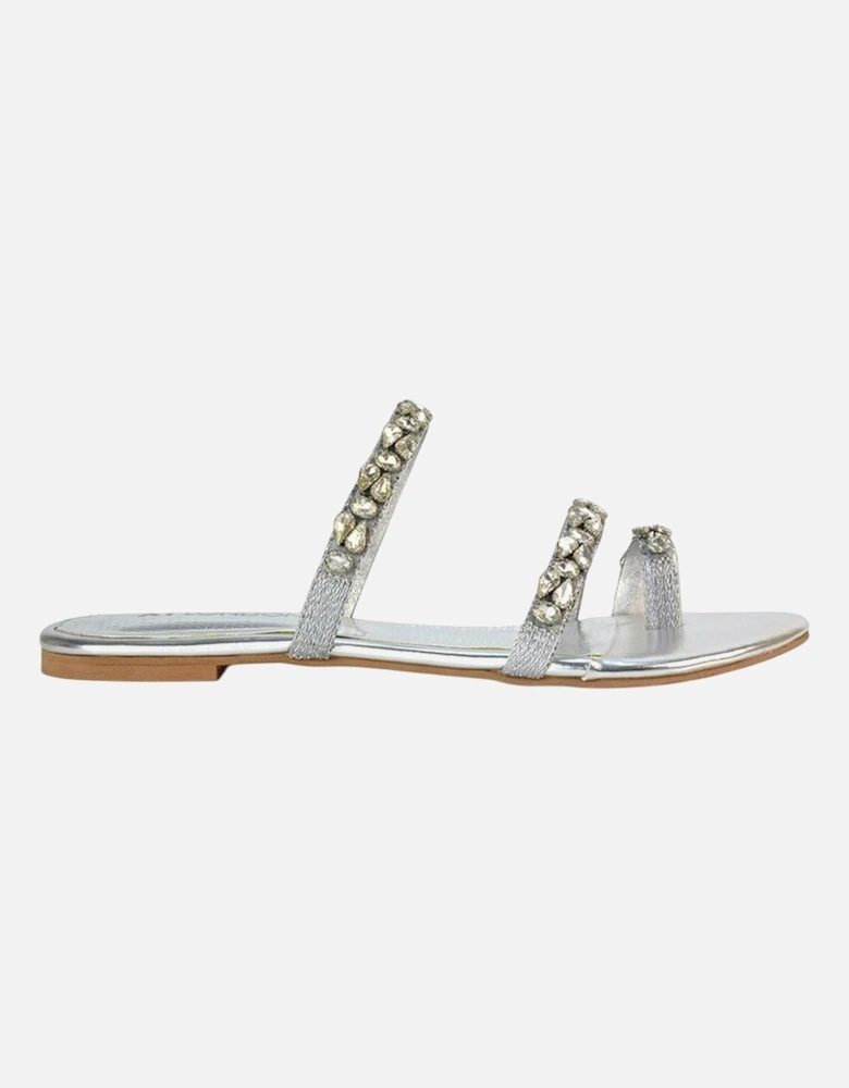 Womens/Ladies Sammie Crystal Sparkly Toe Post Strappy Flat Sandals