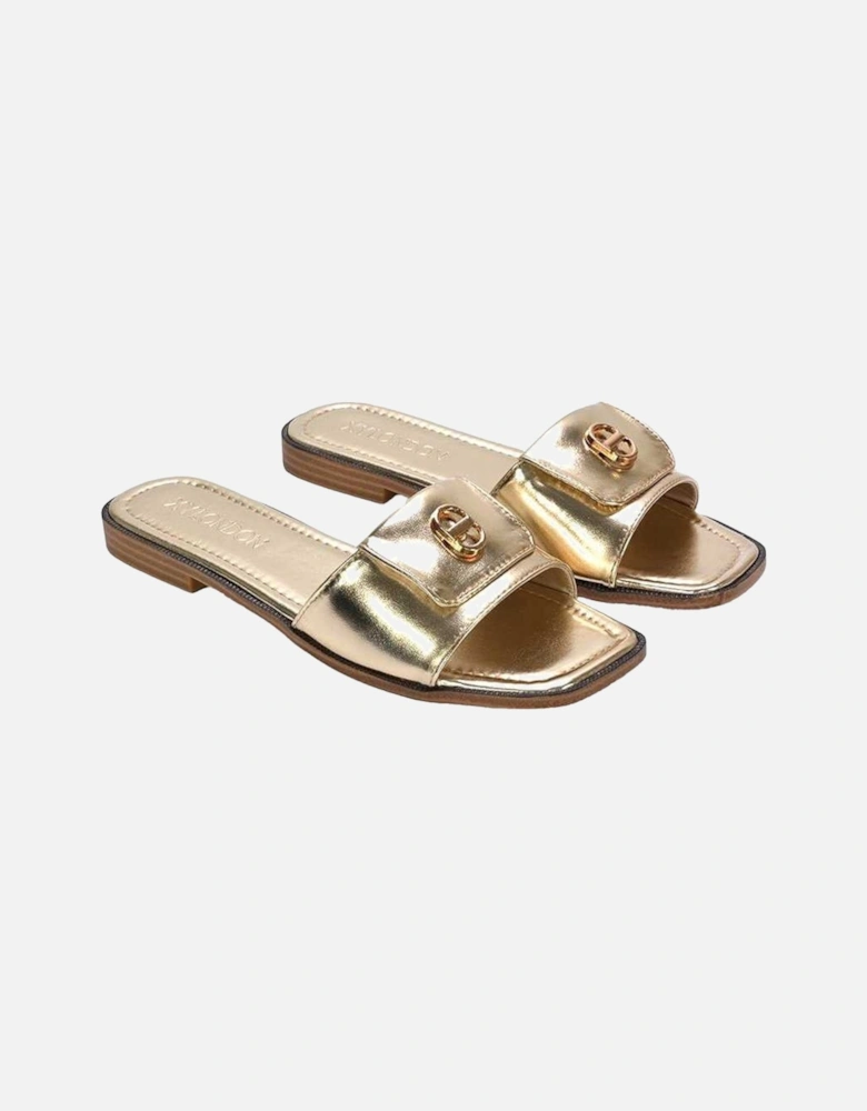 Womens/Ladies Leigh Metallic Open Toe Buckle Detail Sandals