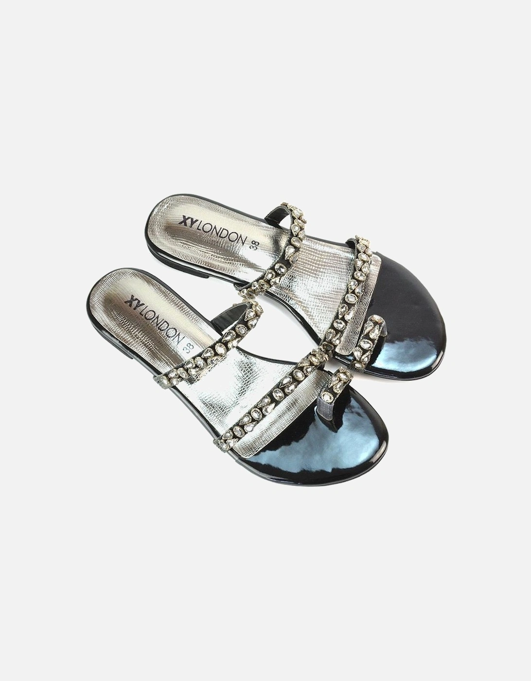 Womens/Ladies Sammie Crystal Sparkly Toe Post Strappy Flat Sandals