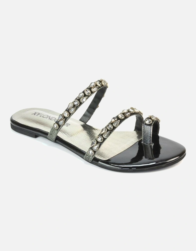 Womens/Ladies Sammie Crystal Sparkly Toe Post Strappy Flat Sandals