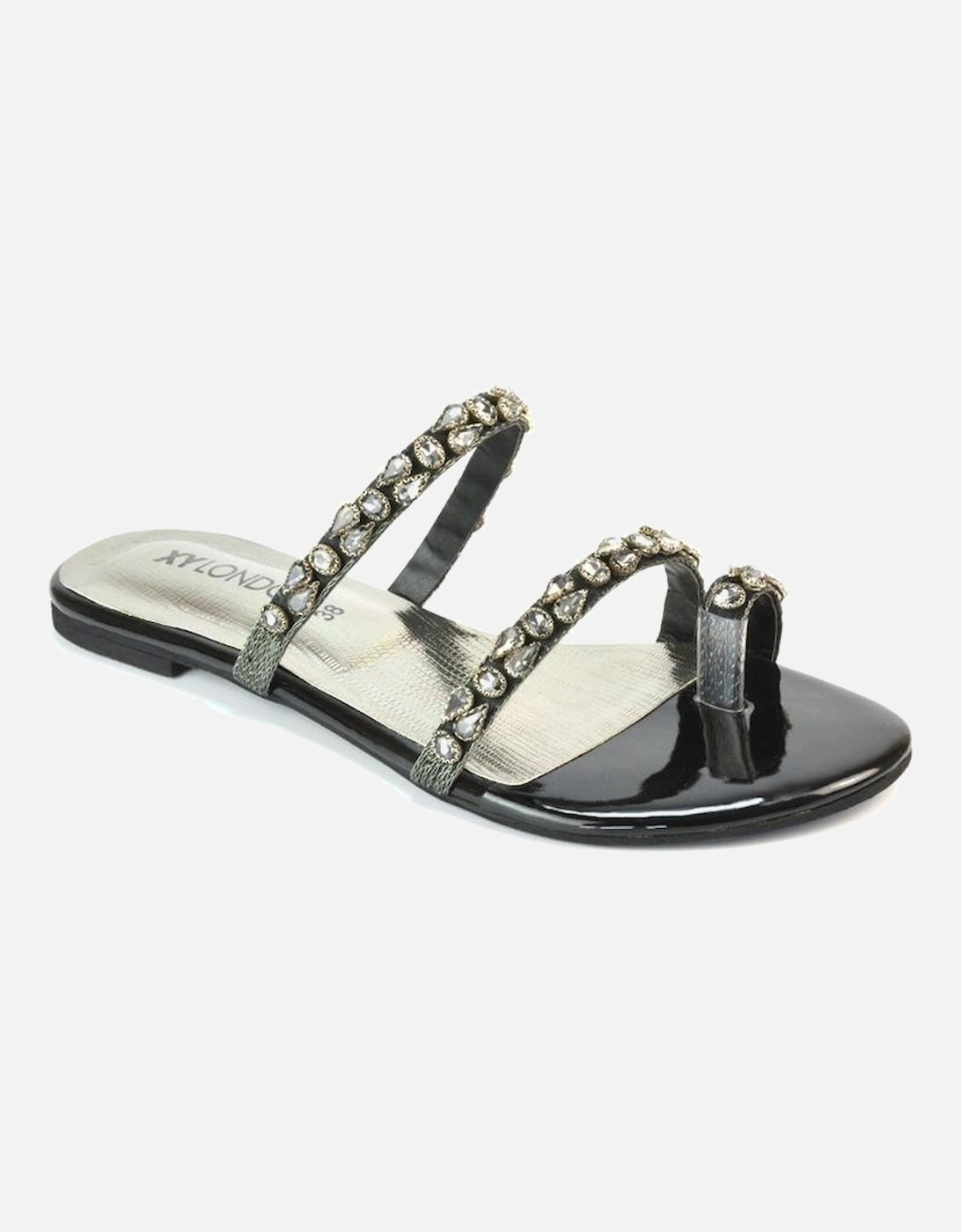 Womens/Ladies Sammie Crystal Sparkly Toe Post Strappy Flat Sandals