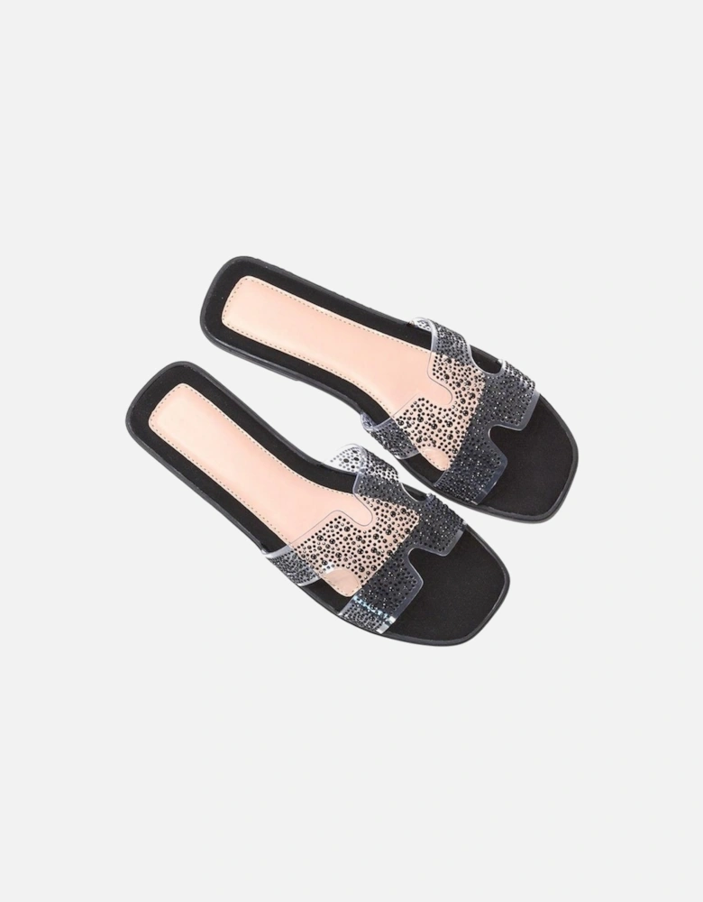 Womens/Ladies Patsy Diamante Square Toe Sandals