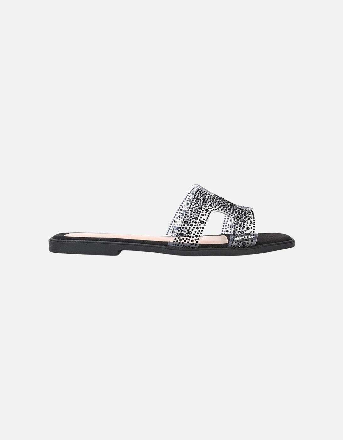 Womens/Ladies Patsy Diamante Square Toe Sandals