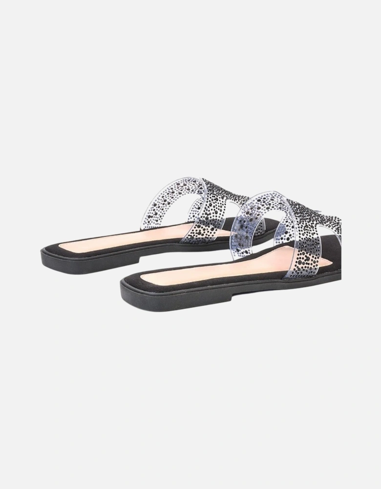 Womens/Ladies Patsy Diamante Square Toe Sandals