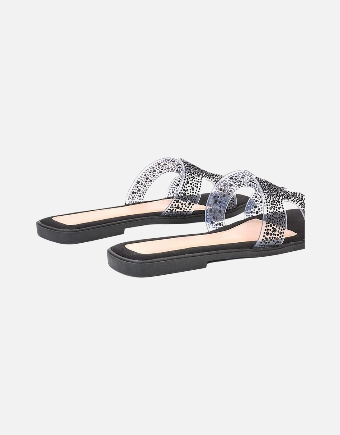 Womens/Ladies Patsy Diamante Square Toe Sandals