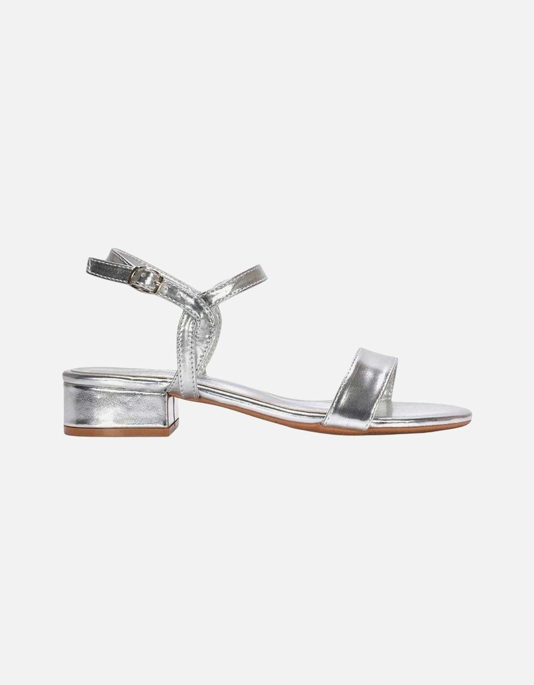 Womens/Ladies Moana Metallic Low Block Heel Sandals
