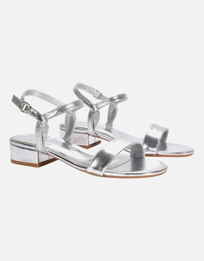 Womens/Ladies Moana Metallic Low Block Heel Sandals