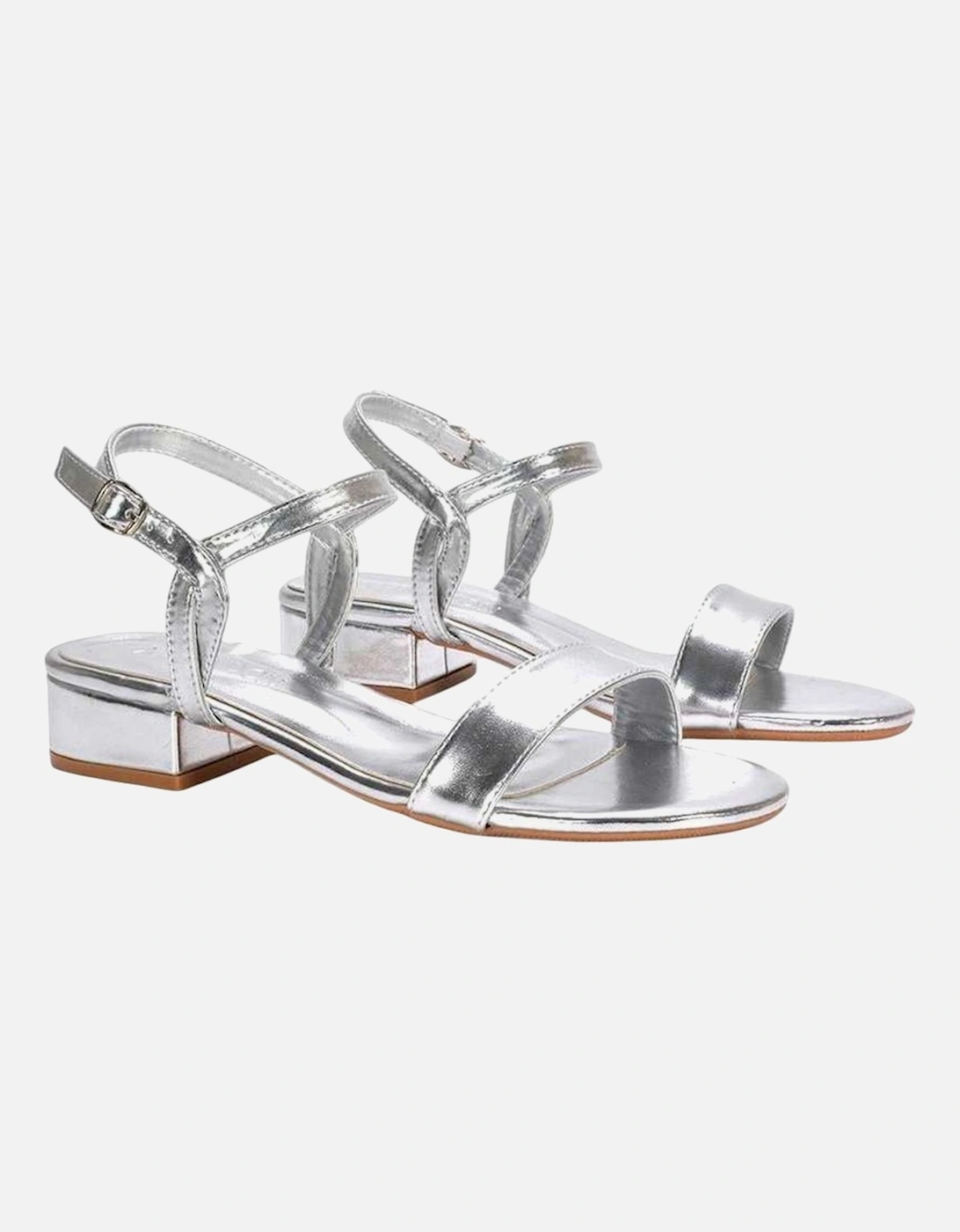 Womens/Ladies Moana Metallic Low Block Heel Sandals