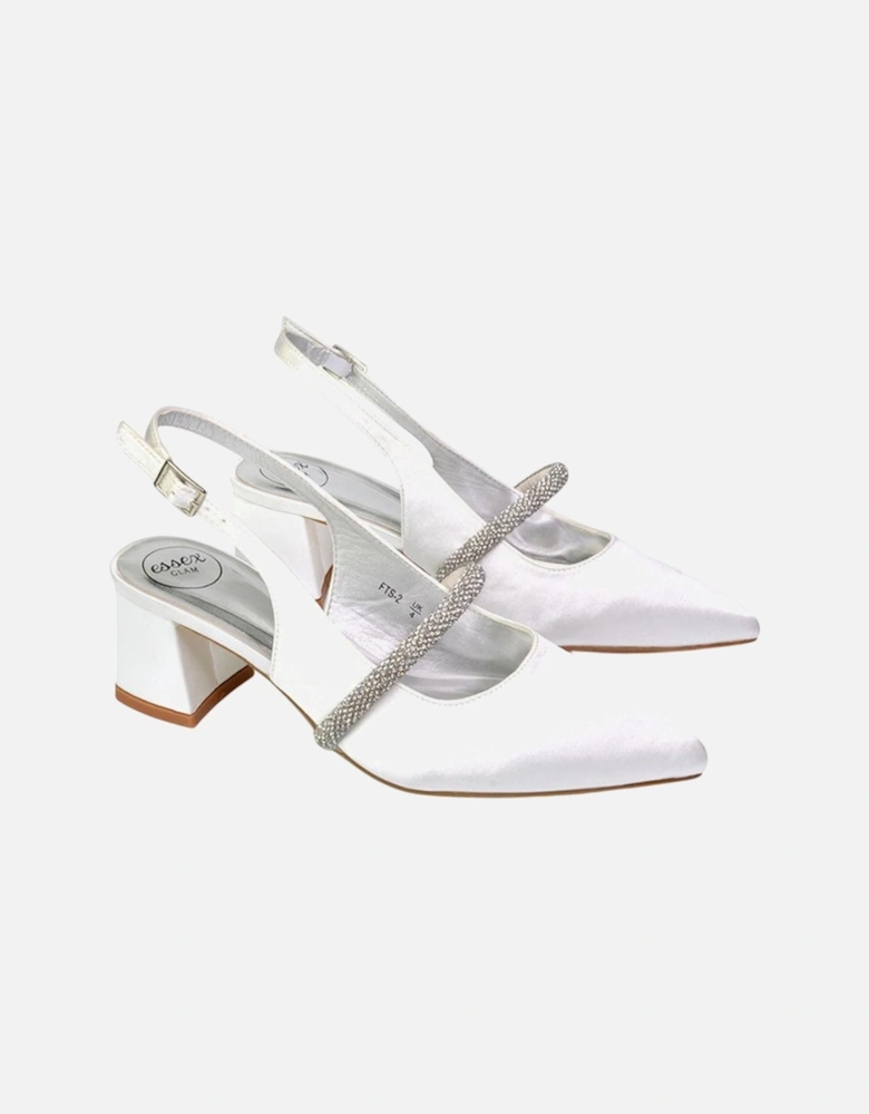 Womens/Ladies Sandie Diamante Sling Back Medium Block Heel Sandals