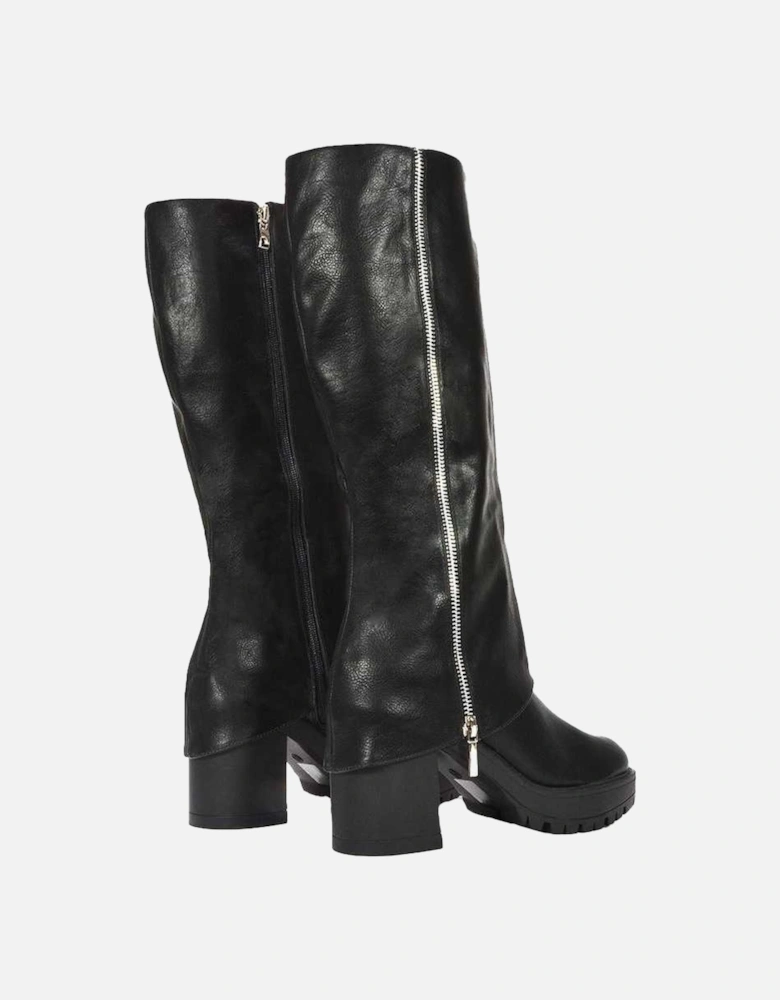 Womens/Ladies Juliana Folded Collar Knee-High Boots