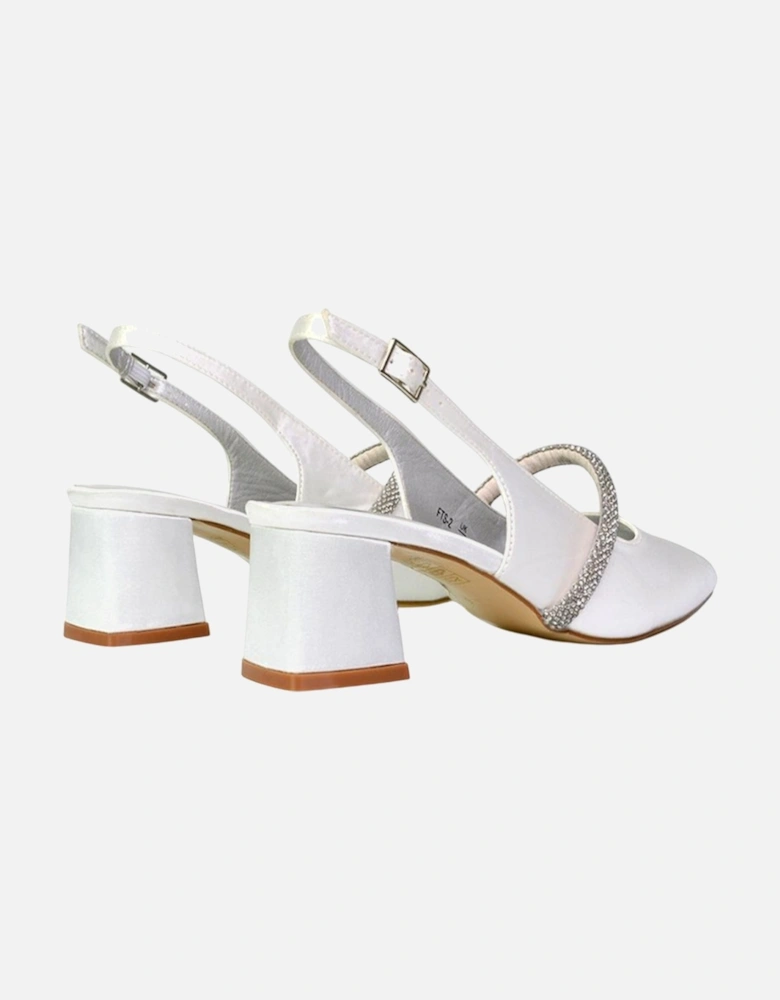 Womens/Ladies Sandie Diamante Sling Back Medium Block Heel Sandals