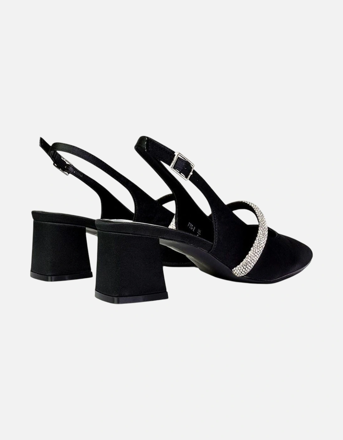 Womens/Ladies Sandie Diamante Sling Back Medium Block Heel Sandals