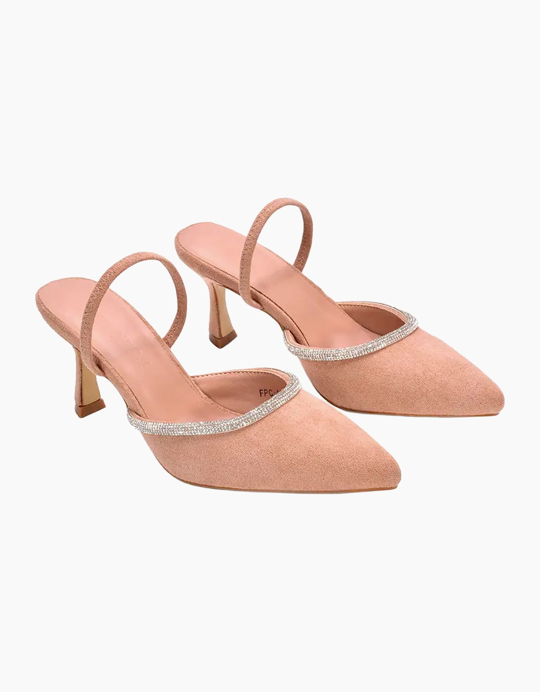 Xy London Women's Cream / Carlene Diamante Trim Pointed Mid Stiletto Court Pumps - Size: 5
