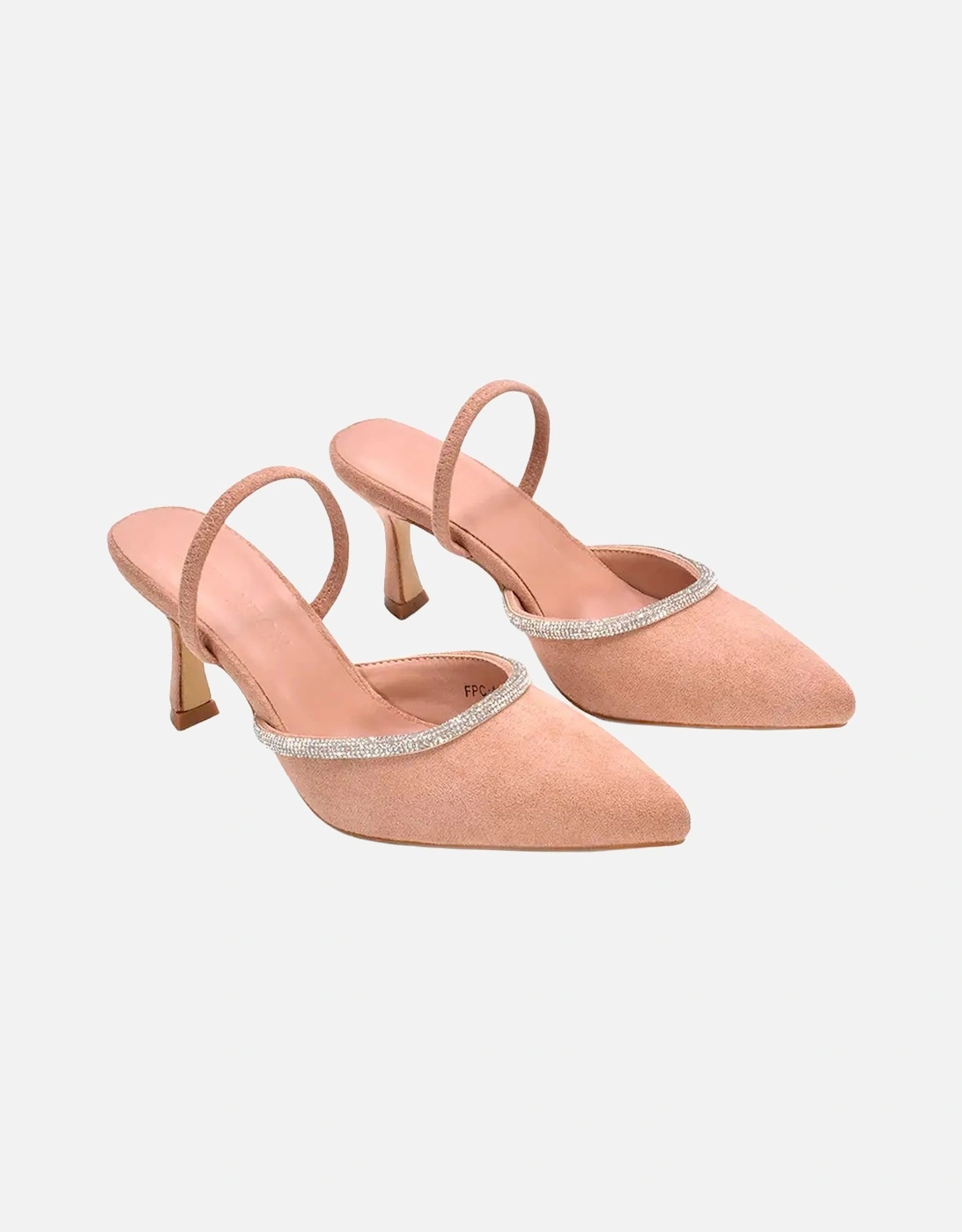 Womens/Ladies Carlene Diamante Trim Pointed Mid Stiletto Court Pumps, 5 of 4