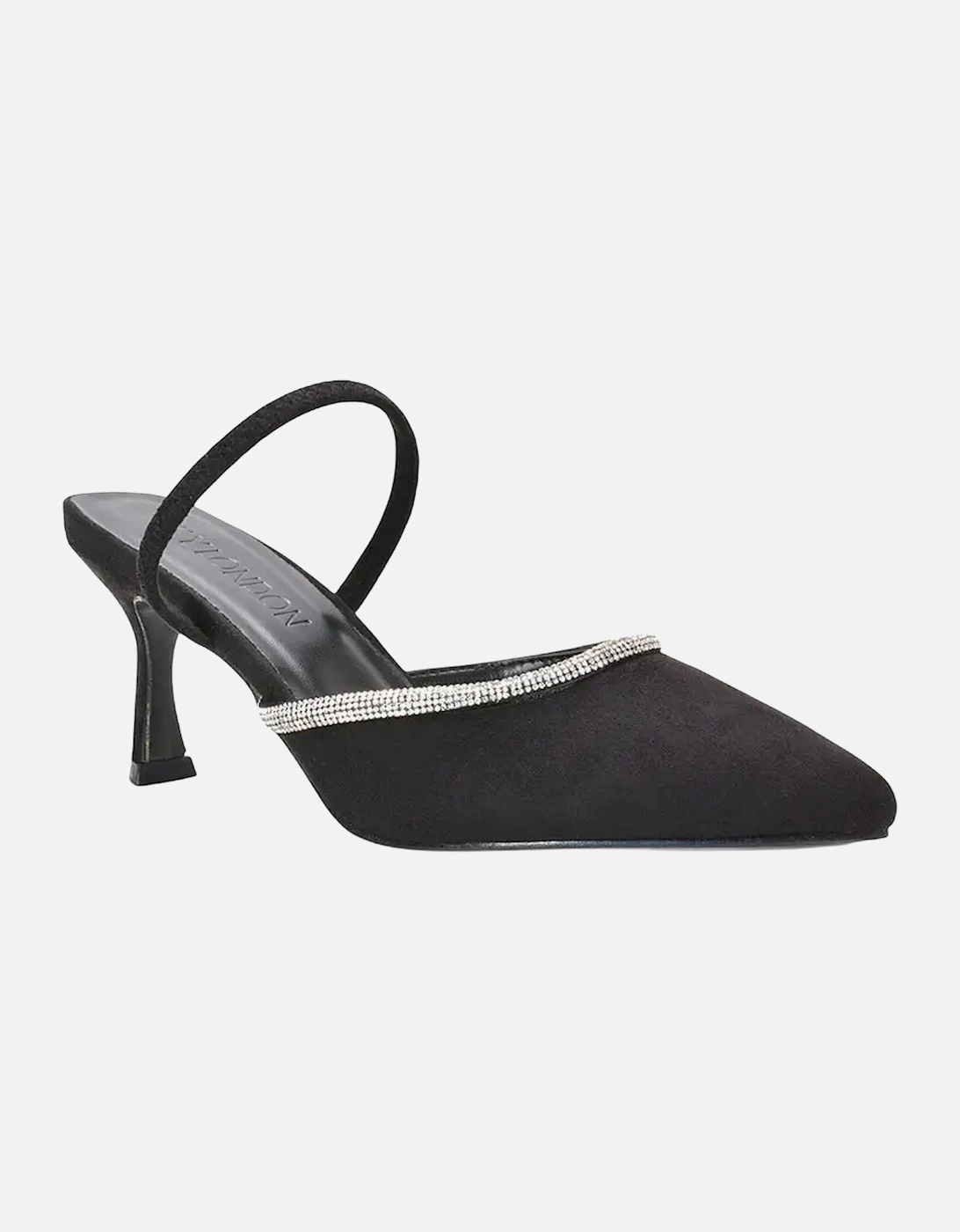 Womens/Ladies Carlene Diamante Trim Pointed Mid Stiletto Court Pumps