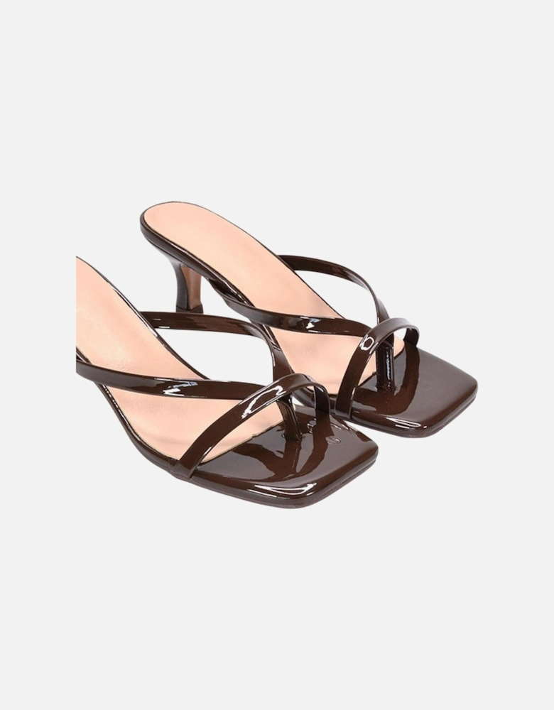 Womens/Ladies Tiana Square Toe Mid Kitten Heel Mule Sandals