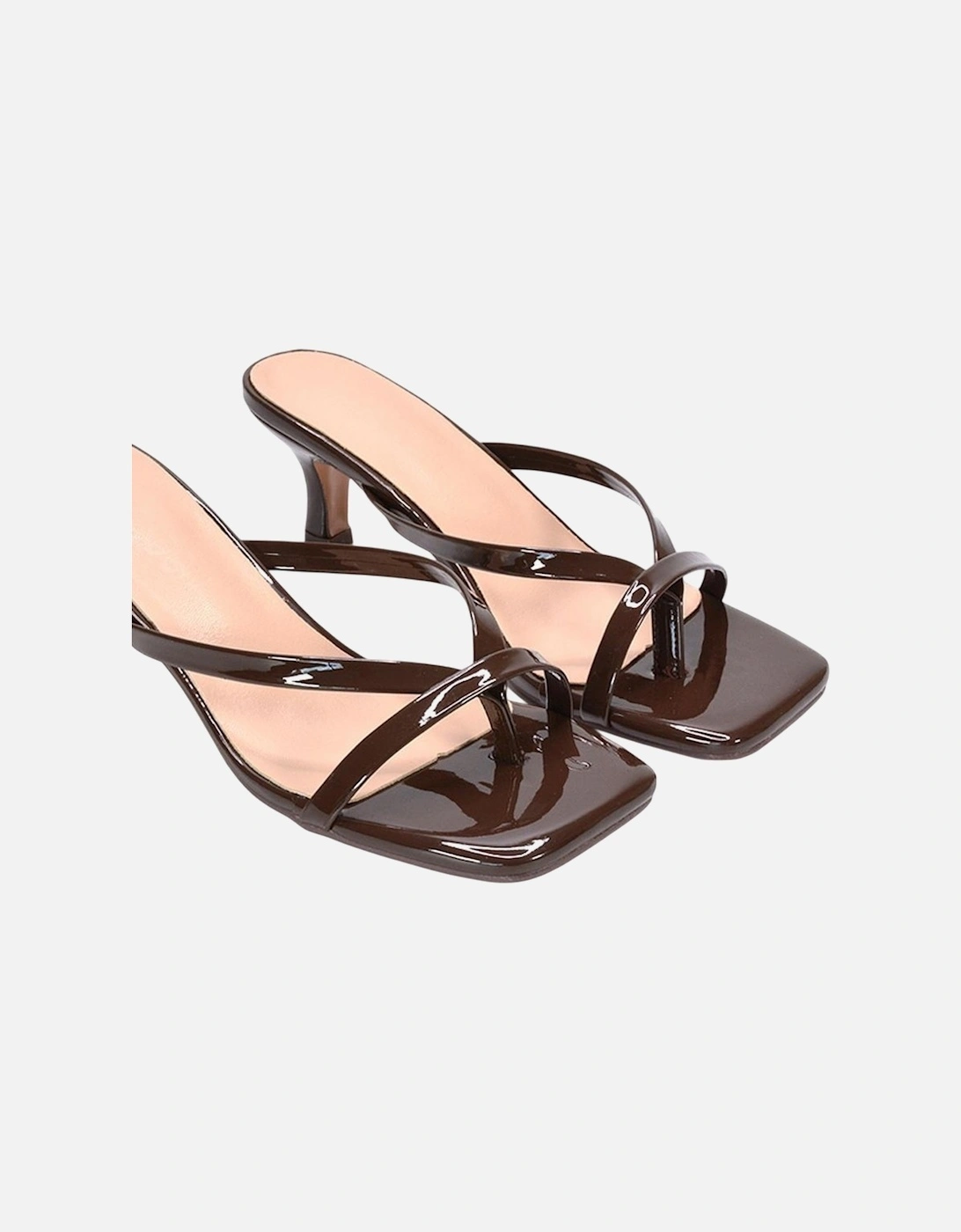 Womens/Ladies Tiana Square Toe Mid Kitten Heel Mule Sandals