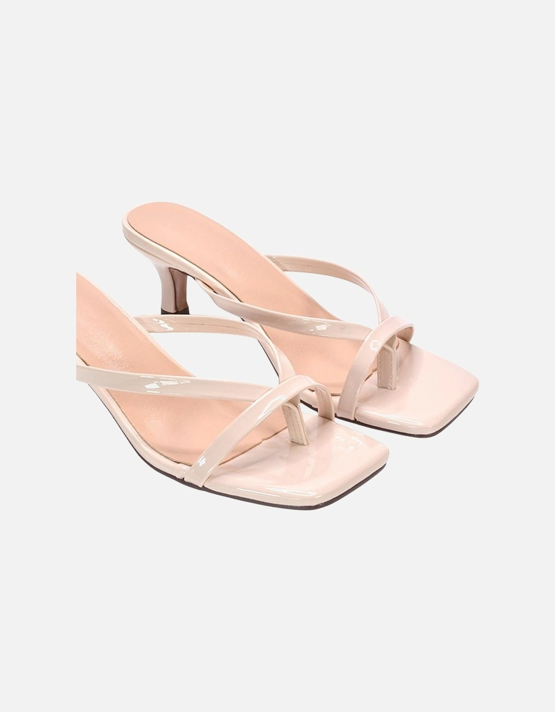 Womens/Ladies Tiana Square Toe Mid Kitten Heel Mule Sandals