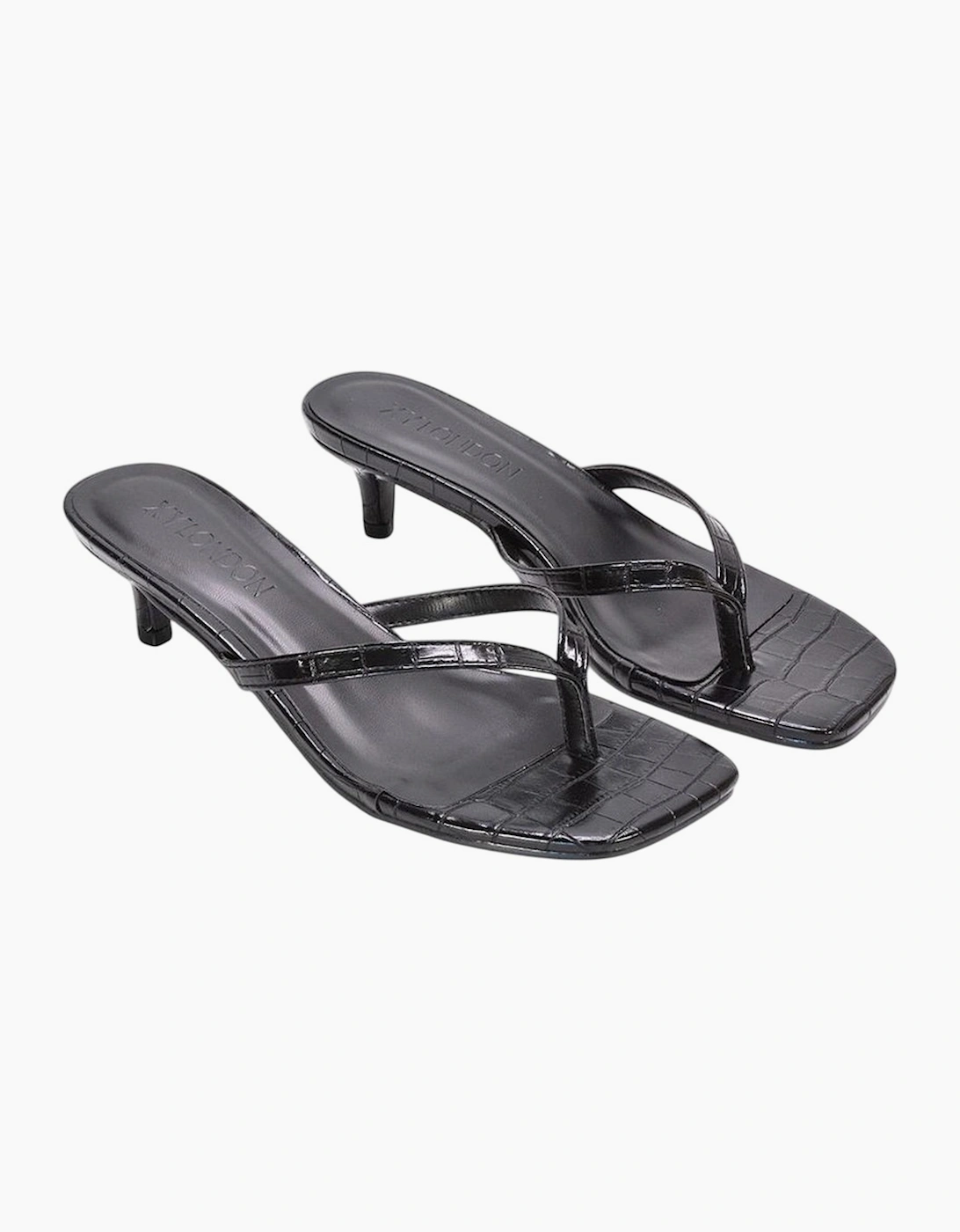 Xy London Women's Black / Jane Toe Post Low Kitten Heel Mule Sandals - Size: 5