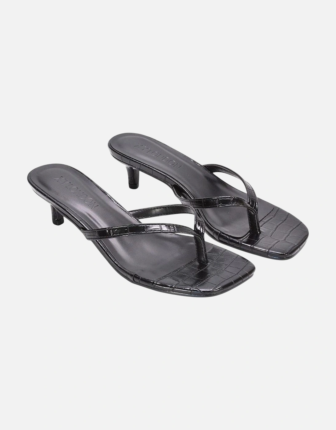 Womens/Ladies Jane Toe Post Low Kitten Heel Mule Sandals, 6 of 5