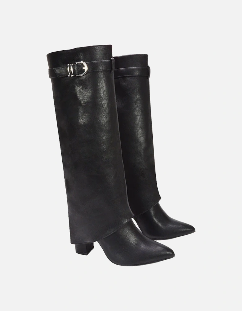 Womens/Ladies Aaliyah Folded Collar Zipped Knee-High Boots