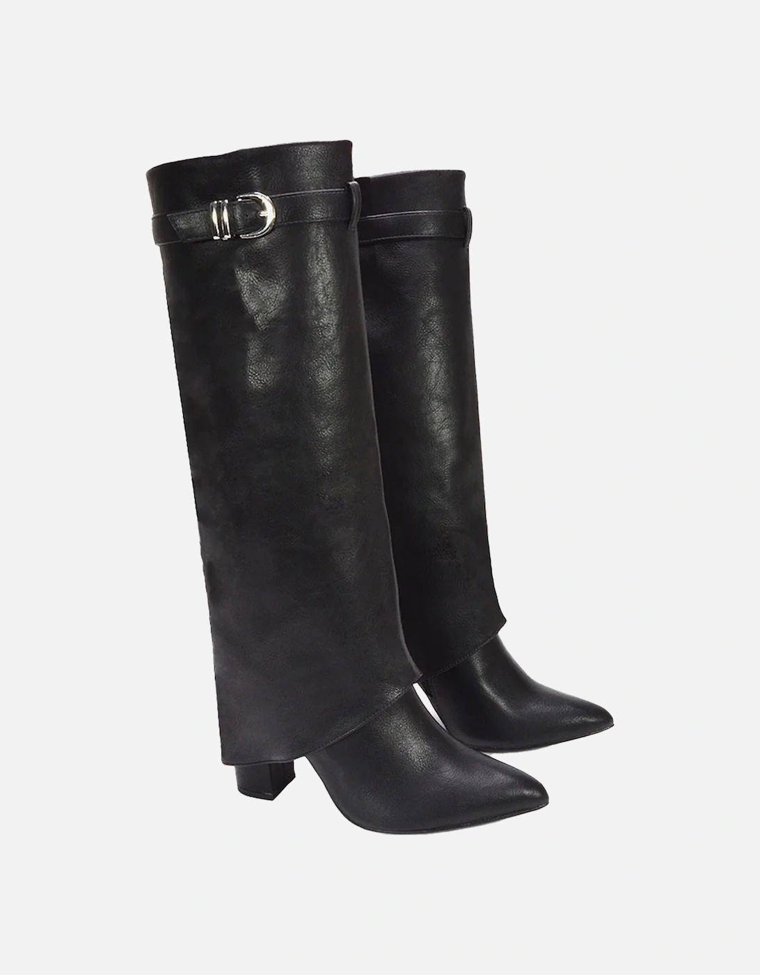Womens/Ladies Aaliyah Folded Collar Zipped Knee-High Boots