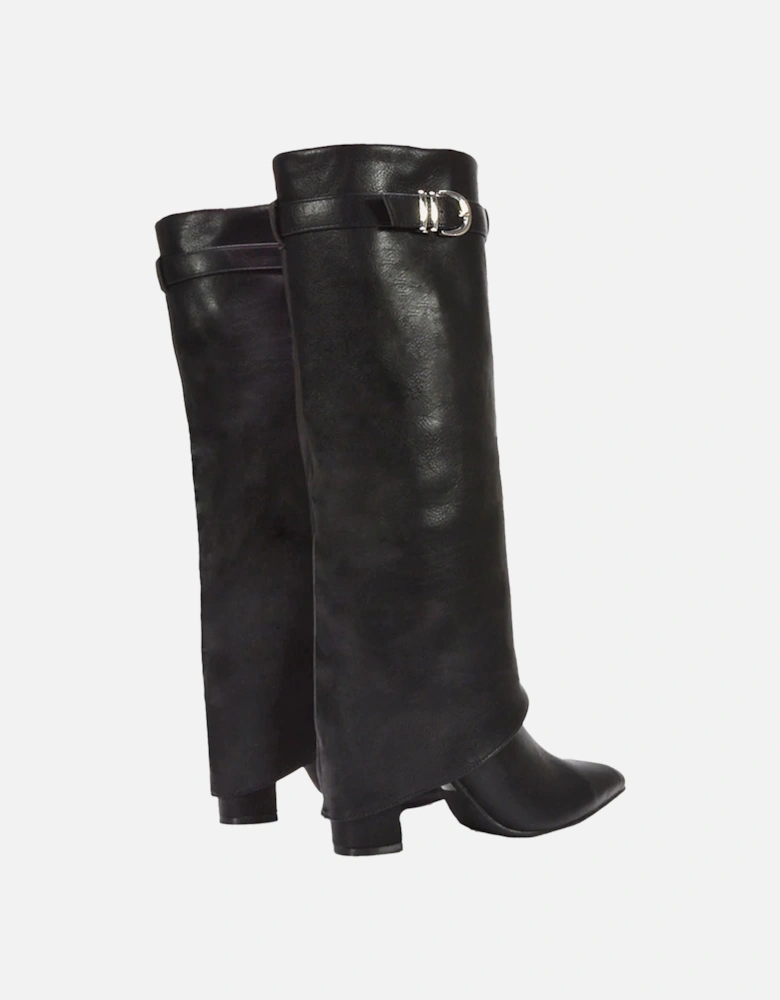 Womens/Ladies Aaliyah Folded Collar Zipped Knee-High Boots