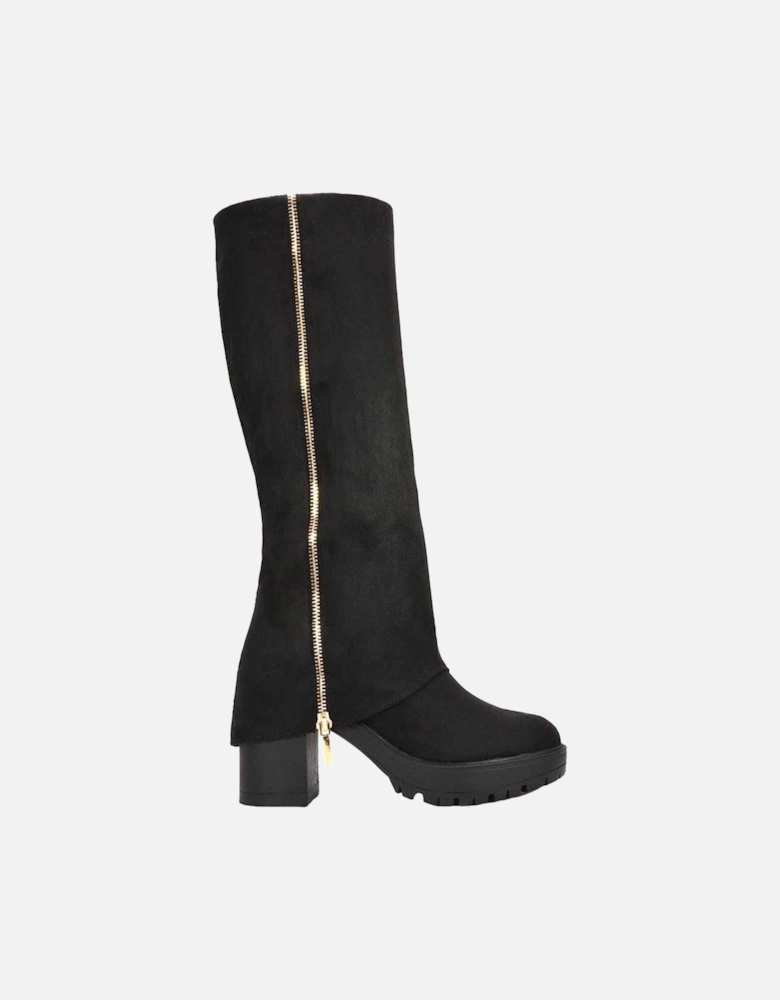 Womens/Ladies Juliana Faux Suede Chunky Knee-High Boots