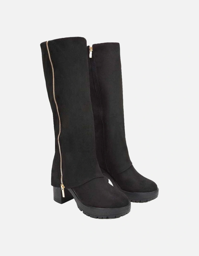 Womens/Ladies Juliana Faux Suede Chunky Knee-High Boots