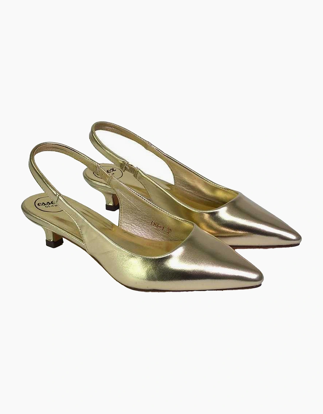 Women's XY London Womens/Ladies Avalone Metallic Kitten Heel Sandals - Gold - Size: 5