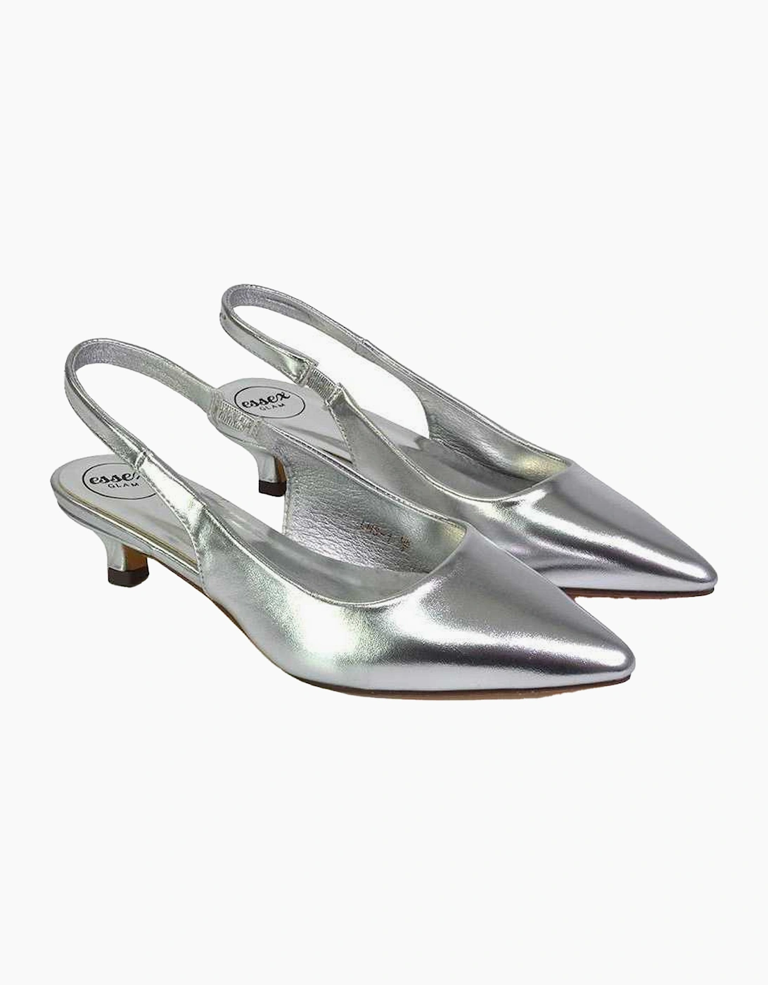 Women's XY London Womens/Ladies Avalone Metallic Kitten Heel Sandals - Silver - Size: 5