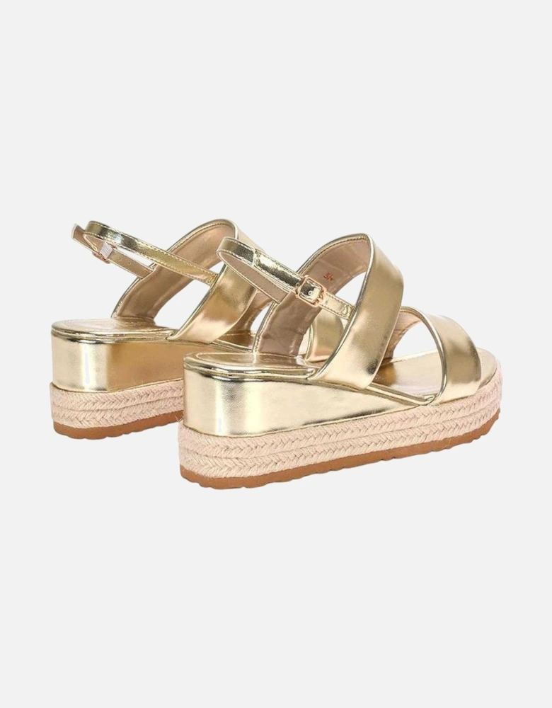 Womens/Ladies Ally Metallic Low Heel Wedge Sandals