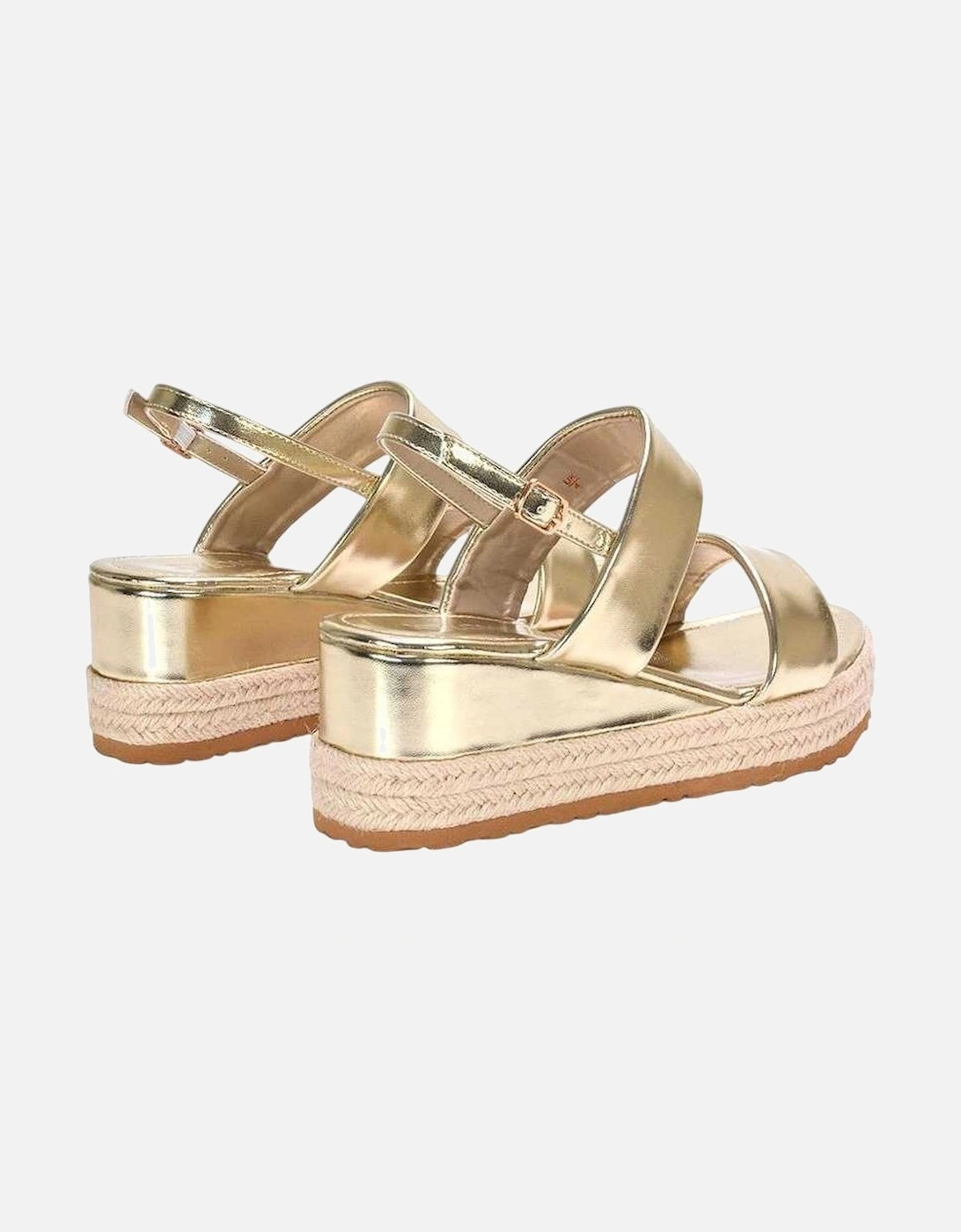 Womens/Ladies Ally Metallic Low Heel Wedge Sandals