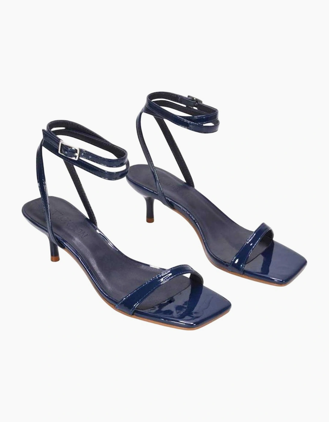 Women's XY London Womens/Ladies Nikita Patent Low Kitten Heel Sandals - Navy - Size: 3