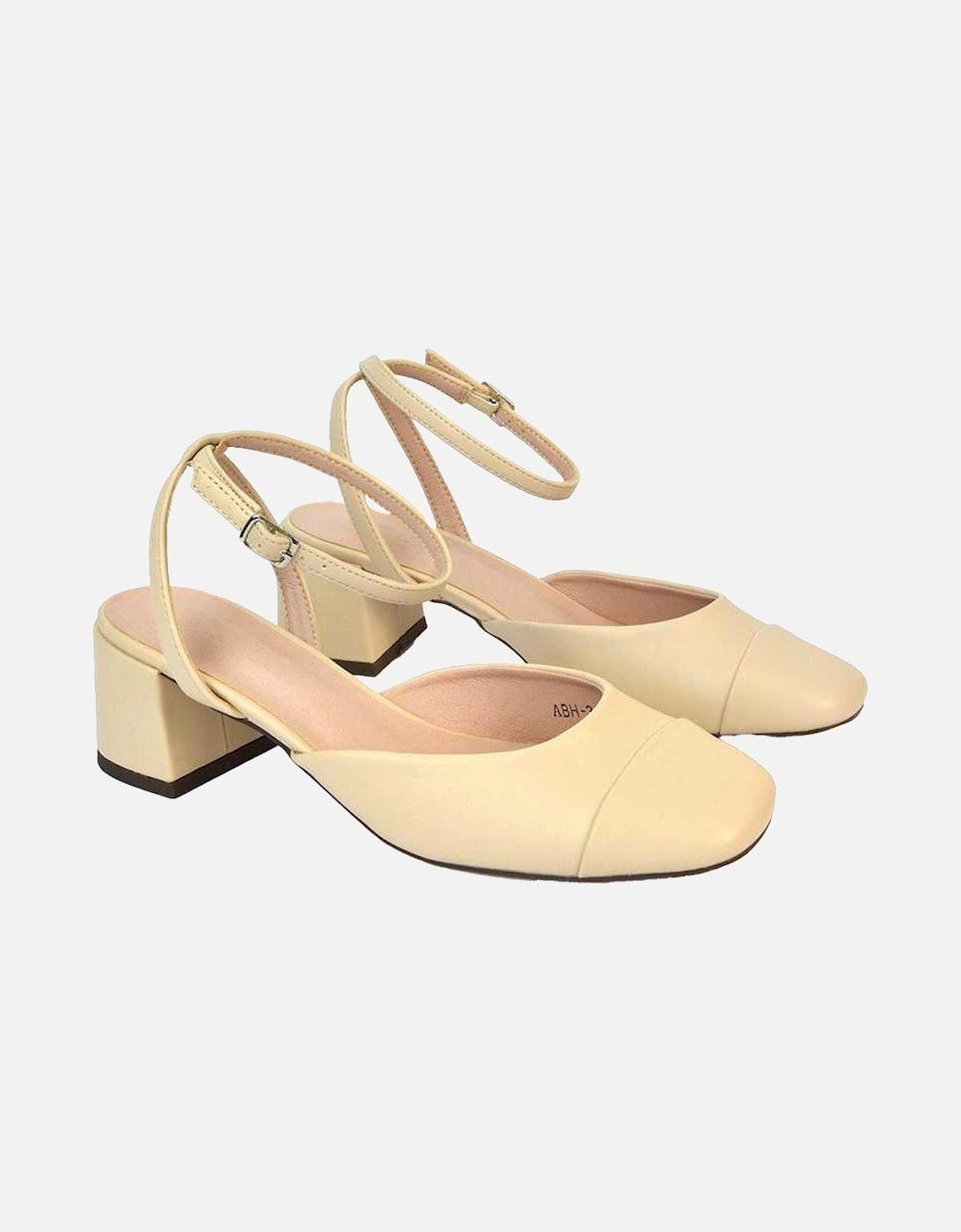 Womens/Ladies Mavis Ankle Strap Medium Block Heel Court Shoes