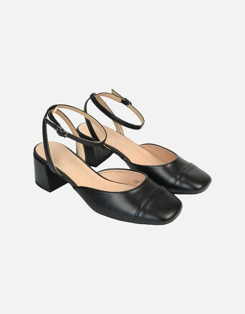 Womens/Ladies Mavis Ankle Strap Medium Block Heel Court Shoes